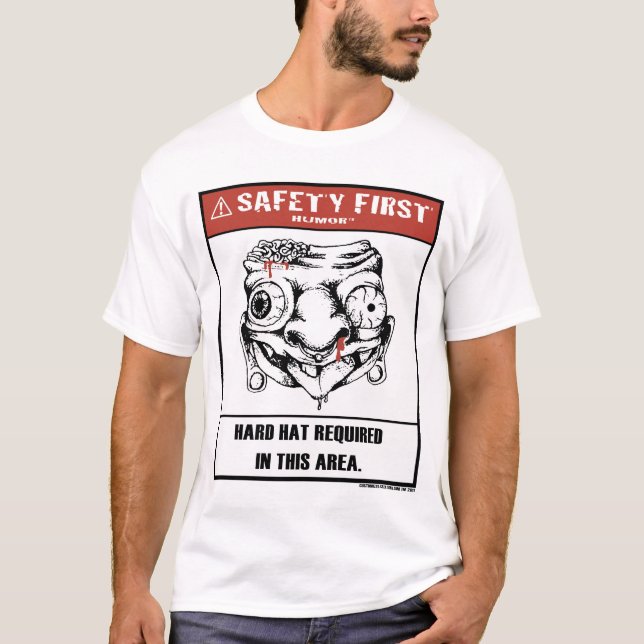 T-shirt Chemise d'Casquette de sécurité du premier Humour- (Devant)