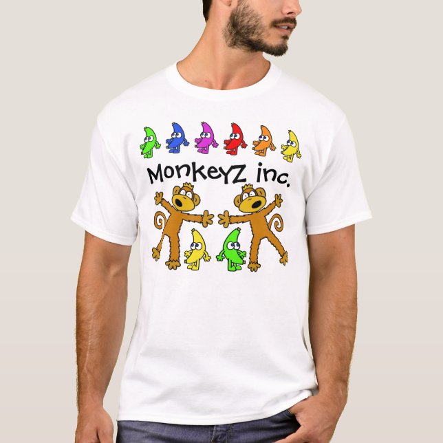 T-shirt Chemise de banane et de singe d'arc-en-ciel (Devant)