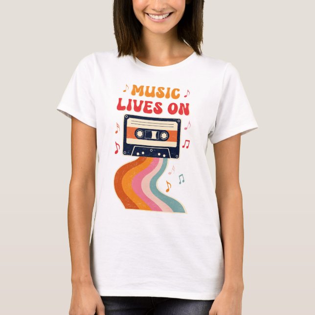 T-shirt Chemise De Bande De Cassette Rétro - La Musique Vi (Devant)