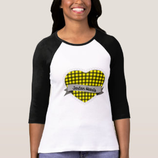 T-shirt Chemise de base-ball de logo de coeurs de tartan