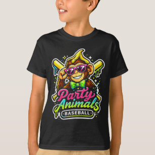T-shirt Chemise de baseball pour animaux de fête singe drô