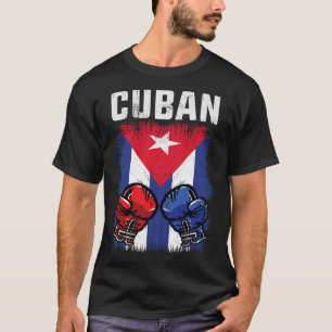 T-shirt Chemise De Boxe Cuba Avec Gants Et Drapeau Cubain