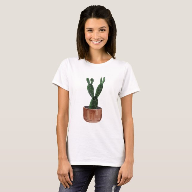 T-shirt Chemise de cactus d'aquarelle (Devant entier)