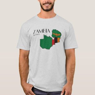 T-shirt Chemise de carte de drapeau de la Zambie