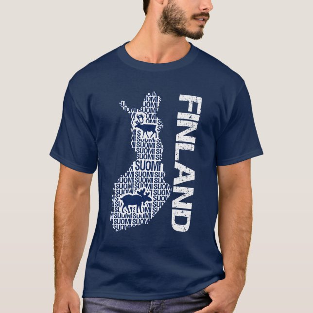 T-shirt Chemise de CARTE de la FINLANDE - choisissez le (Devant)