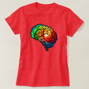 T-shirt Chemise de cerveau d'arc-en-ciel de fierté de