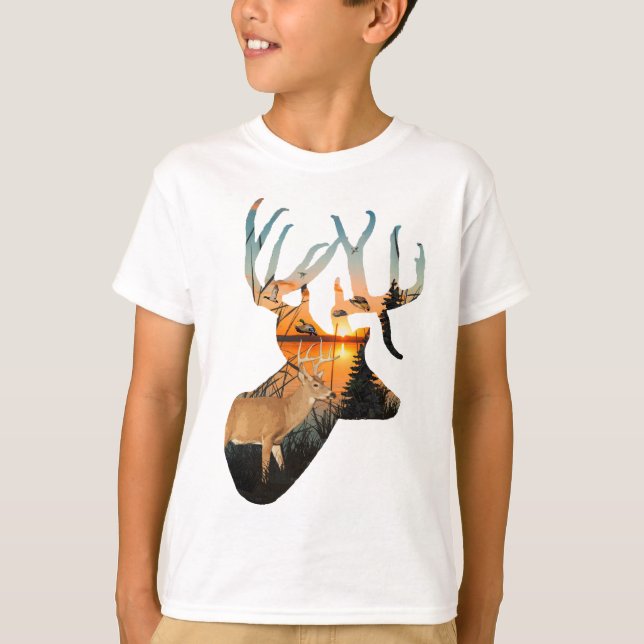 T-shirt Chemise de chasse aux cerfs pour enfants, Whitetai (Devant)