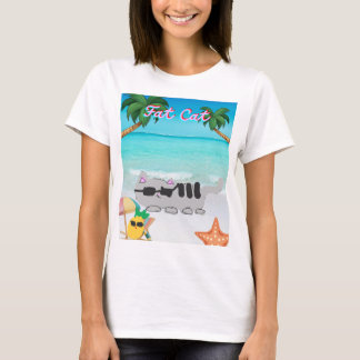 T-shirt chemise de chat grasse d'été femmes
