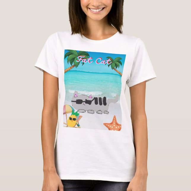 T-shirt chemise de chat grasse d'été femmes (Devant)