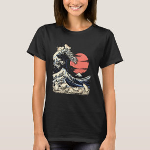 T-shirt Chemise de chat japonaise Chat Kanagawa Vague Hoku
