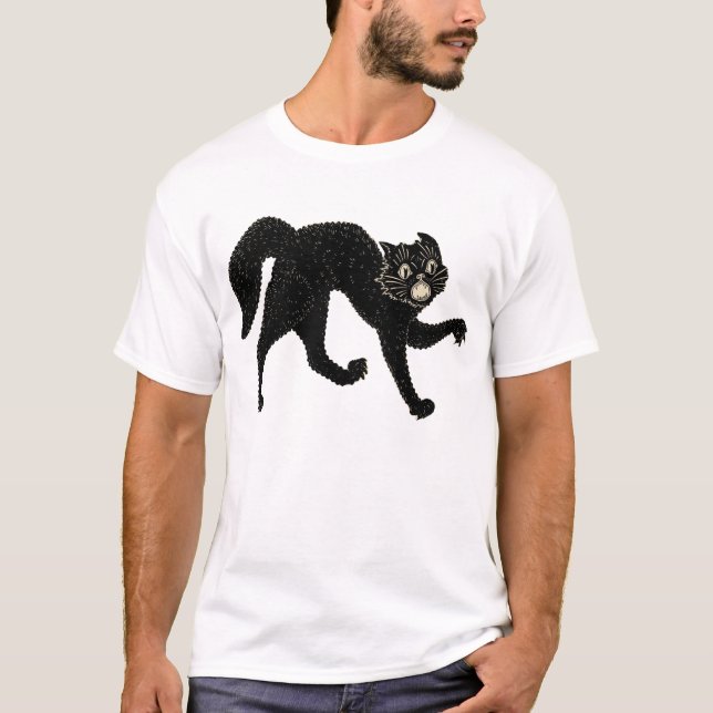 T-shirt chemise de chat noir de Halloween des années 1920 (Devant)