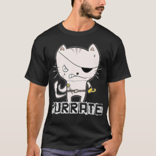 T-shirt Chemise de chat Pirate Purrate Épée Kitty Oeil Pat