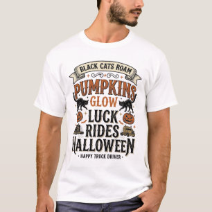 T-shirt Chemise de chauffeur de camion Halloween avec chat