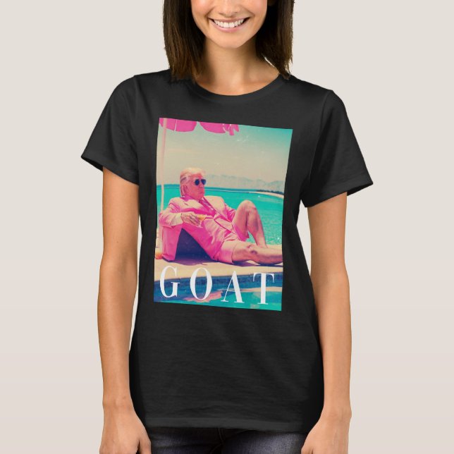 T-shirt Chemise de chèvre Trump été 2024 Rétro Funny rose  (Devant)