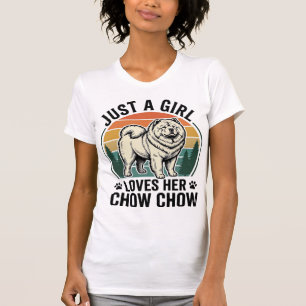 T-shirt Chemise de chien Chow Chow Fille vintage amoureuse