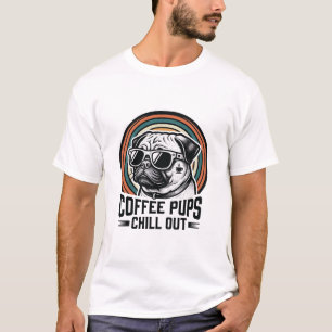 T-shirt Chemise de chien de café rétro Chill Pug Graphique