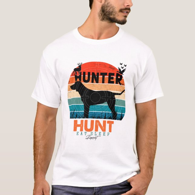 T-shirt Chemise de Chien de Chasse Rétro - Mangez Chasse d (Devant)