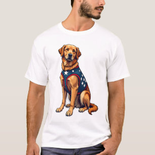 T-shirt Chemise de chien de service patriotique Golden Ret