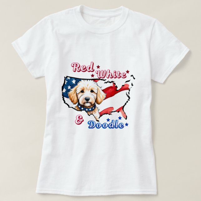 T-shirt Chemise de chien patriotique Doodé (Design devant)