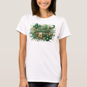 T-shirt Chemise de citation 4ÈME ANNIVERSAIRE Vert élégant