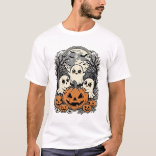 T-shirt Chemise de citrouille de fantôme mignon Gravure vi