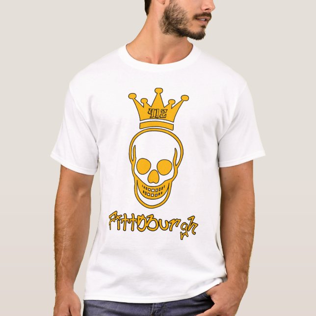 T-shirt Chemise de crâne de Pittsburgh 412 - noir et or (Devant)