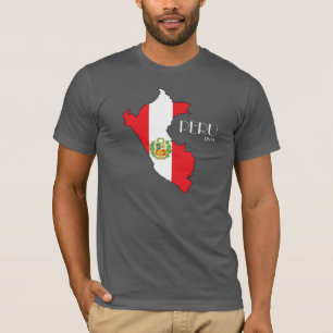T-shirt Chemise de drapeau de carte du Pérou