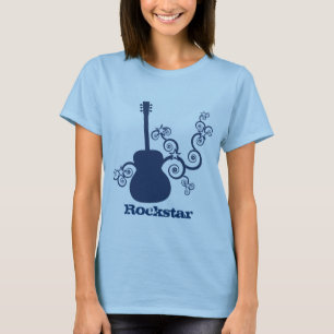 T-shirt Chemise de femme de la Guitare Rockstar, Royal Blu