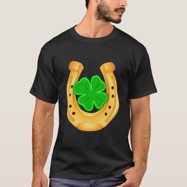 T-shirt Chemise de fer à cheval d'or Four Leaf (Devant)