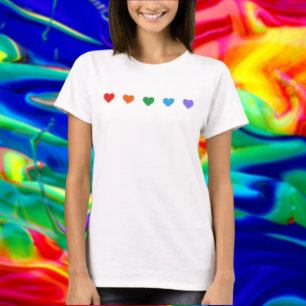T-shirt Chemise de fierté coeurs arc-en-ciel