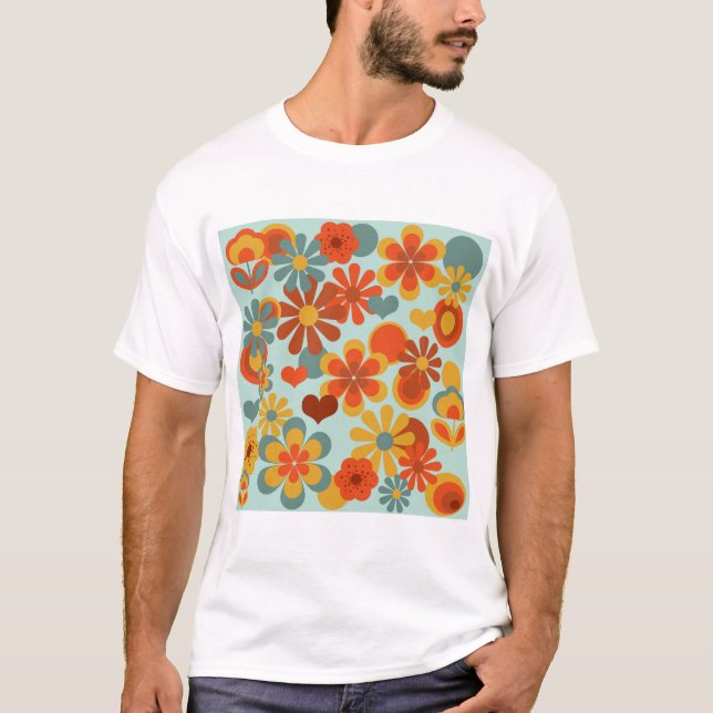 T-shirt chemise de flower power des années 70 (Devant)
