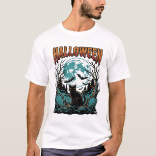 T-shirt Chemise de gravure vintage de cimetière de chat d'