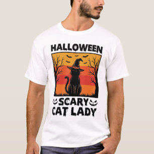 T-shirt Chemise de gravure vintage Halloween Scar Cat Lady