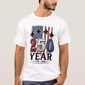 T-shirt Chemise de gravure vintage jet patriotique 250 ans