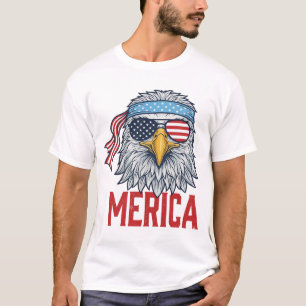 T-shirt Chemise de gravure vintage Merica Eagle patriotiqu