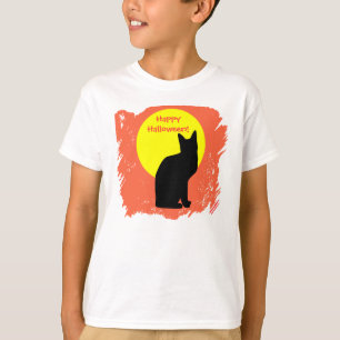 T-shirt Chemise de Halloween de chat noir