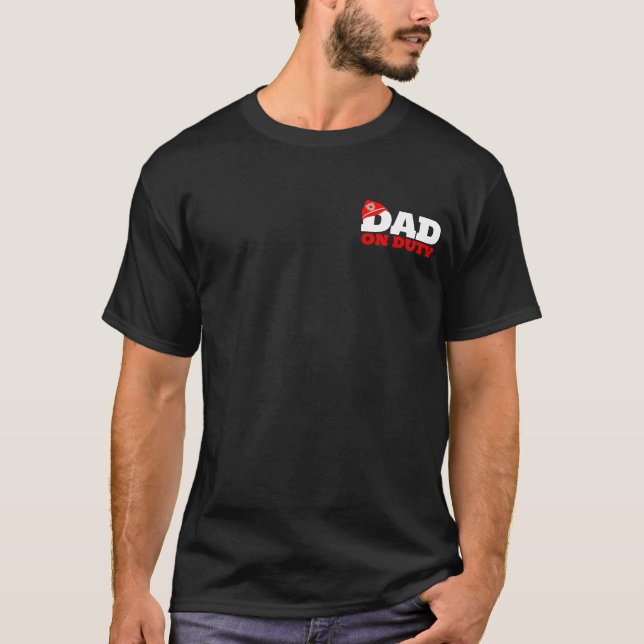 T-shirt Chemise de la fête des pompiers papa en service (Devant)