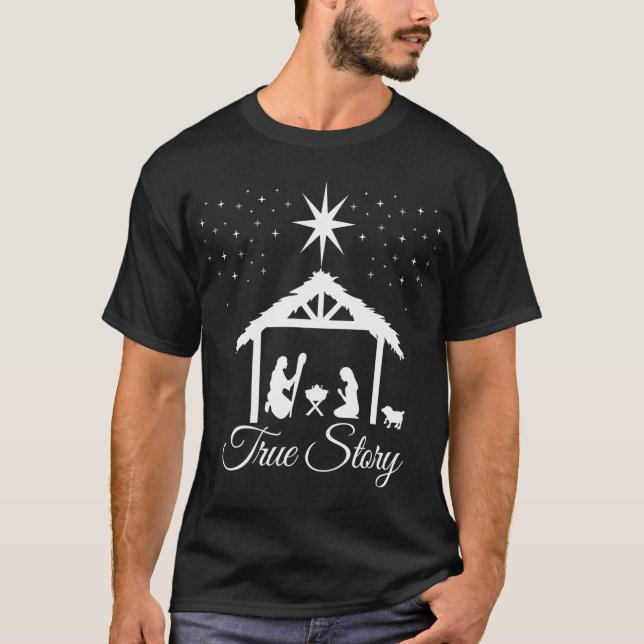 T-shirt Chemise de la Nativité de Noël Histoire vraie Scèn (Devant)