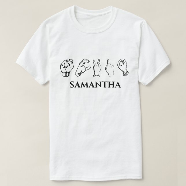 T-shirt Chemise de langue des signes personnalisée, Nom pe (Design devant)
