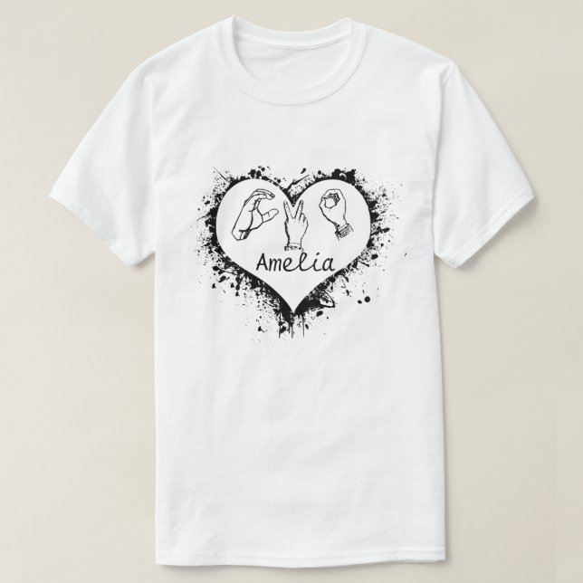 T-shirt Chemise de langue des signes personnalisée, Pannea (Design devant)