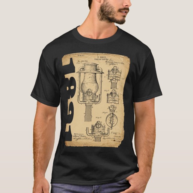 T-shirt Chemise de lanterne de réverbère de brevet de (Devant)
