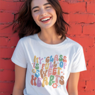 T-shirt Chemise de l'enseignant, ma classe remplie de coeu
