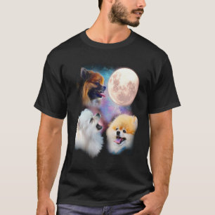 T-shirt Chemise de lune d'hurlement de Pomeranian - lune