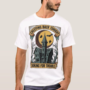 T-shirt Chemise de maison hantée avec manoir effrayant gra