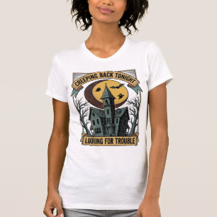 T-shirt Chemise de maison hantée avec manoir effrayant gra