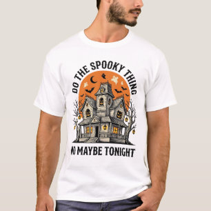 T-shirt Chemise de Maison Hantée Effrayant Design de Hallo