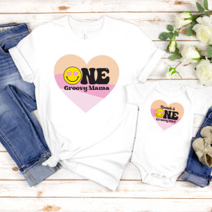 T-shirt Chemise de maman groovy avec visage de smiley emoj