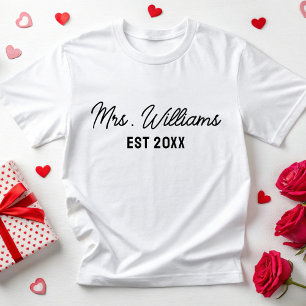 T-shirt Chemise de mariage personnalisée Mme Nom de famill
