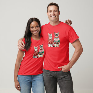 T-shirt Chemise de Noël de chat, Tabby et chats siamois