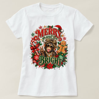 T-shirt Chemise de Noël de singe impertinent joyeuse et lu
